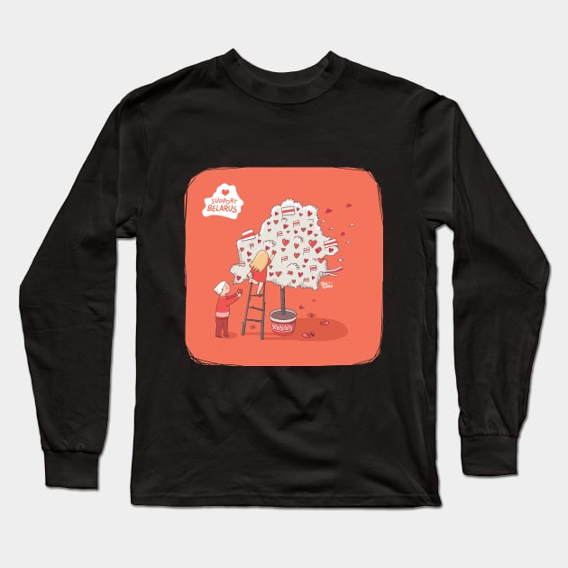 Support Belarus Tree Long Sleeve T-Shirt by Animatarka